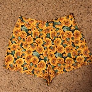 Handmade cotton sunflower floral short shorts